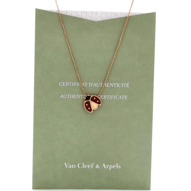 Van Cleef & Arpels Lucky Spring Open Wings Ladybug Pendant Necklace 18K Rose - 2