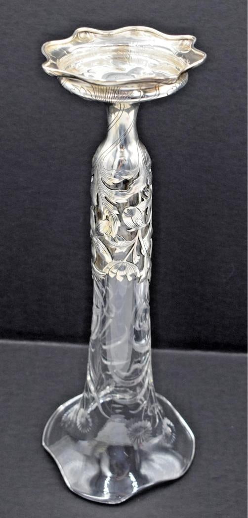 Rare Gorham Authentic Sterling Silver and Engraved Glass Vase, Circa1900 - 11