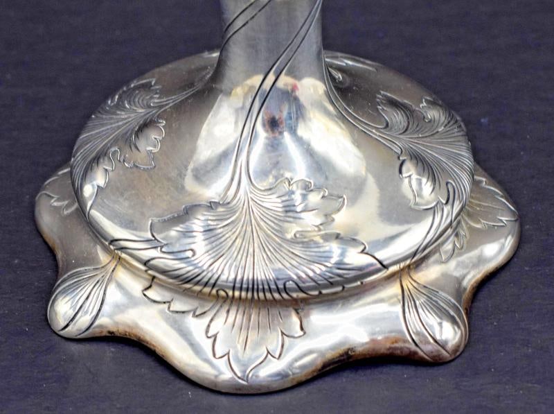 Rare Gorham Authentic Sterling Silver and Engraved Glass Vase, Circa1900 - 4