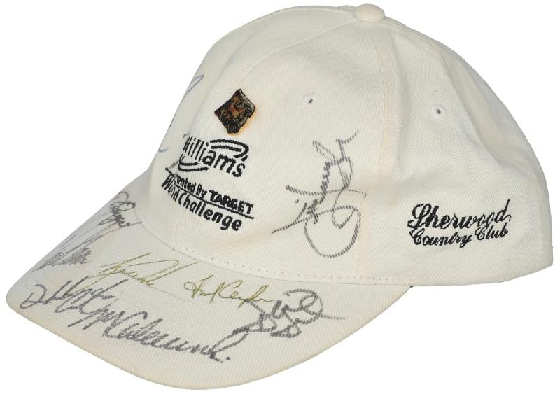 Tiger Woods Fred Couples Davis Love Golf Legends Multi Signed Hat Beckett COA - 4