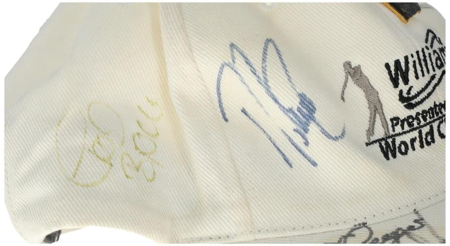 Tiger Woods Fred Couples Davis Love Golf Legends Multi Signed Hat Beckett COA - 7