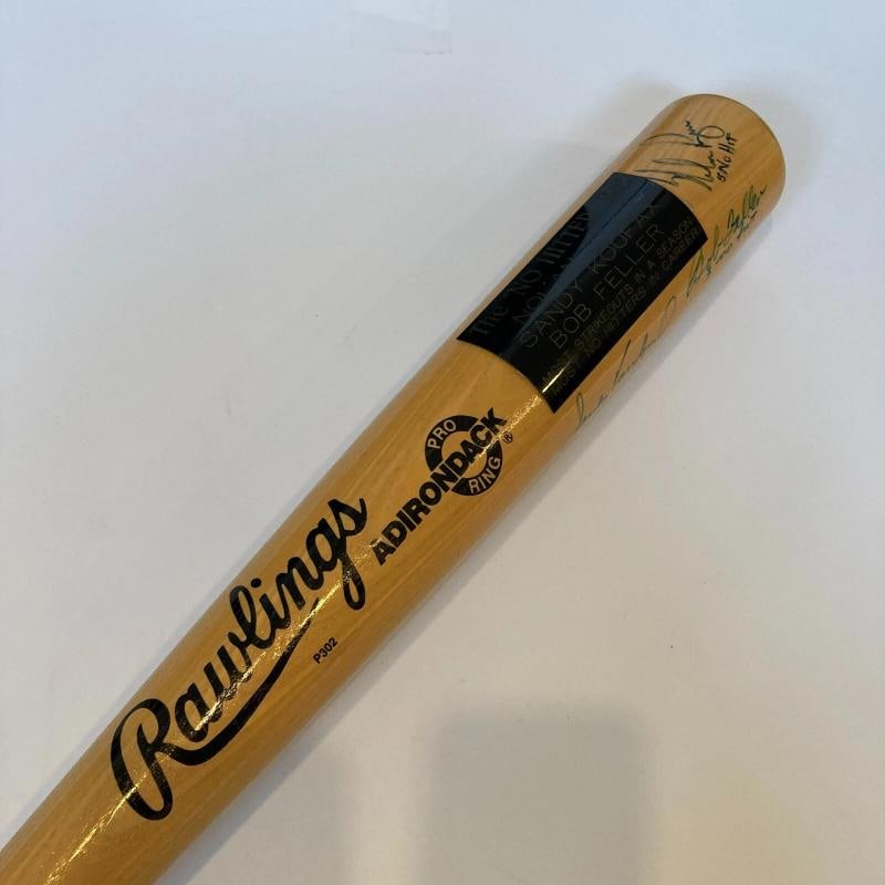 Sandy Koufax & Nolan Ryan No Hitter Signed Inscribed Baseball Bat JSA COA - 4