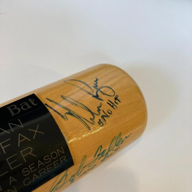 Sandy Koufax & Nolan Ryan No Hitter Signed Inscribed Baseball Bat JSA COA - 6