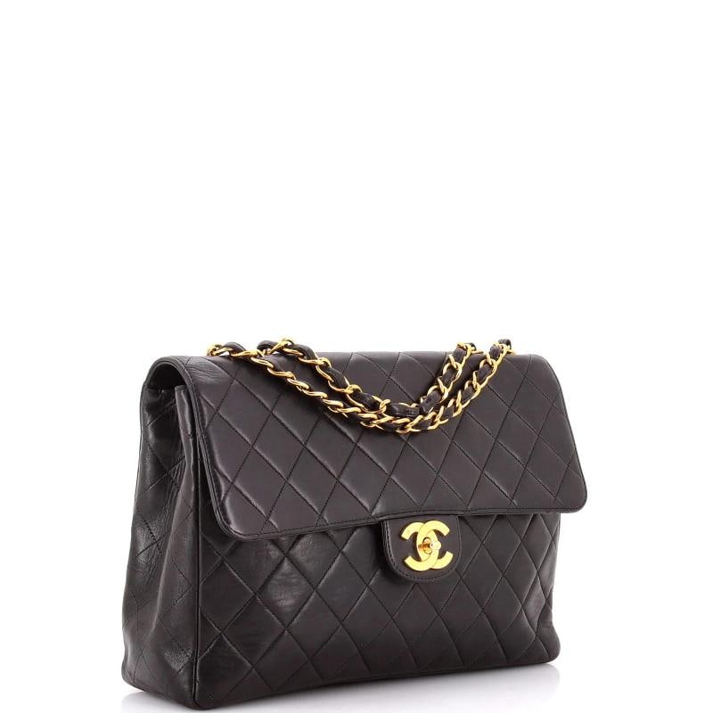 Chanel Vintage Classic Single Flap Bag Quilted Lambskin Jumbo - 2