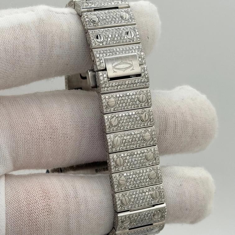 Cartier Santos Medium WSSA0029 35mm Diamond Case Bezel Iced Out Box Paper - 7