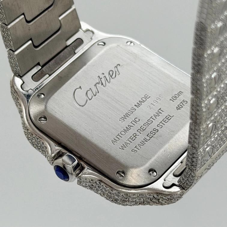 Cartier Santos Medium WSSA0029 35mm Diamond Case Bezel Iced Out Box Paper - 9