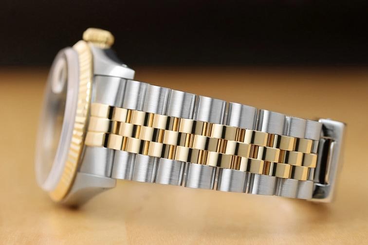 ROLEX MENS DATEJUST 16233 FACTORY DIAMOND 18K GOLD STAINLESS STEEL WHITE WATCH - 5