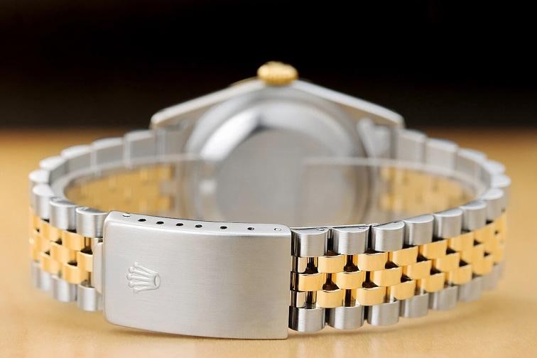ROLEX MENS DATEJUST 16233 FACTORY DIAMOND 18K GOLD STAINLESS STEEL WHITE WATCH - 6