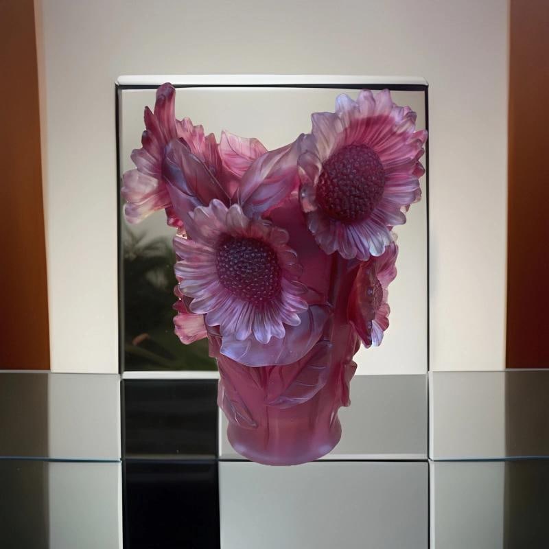 Xl Nancy Daum Style Crystal Sunflower Vase Red OmbrÃƒÂ© Heavy Art Glass H9Ã: Condition: Used: An item that has been used previously. The item may have some signs of cosmetic wear, but is fully operational and functions as intended. This item may be a floor model or store retur