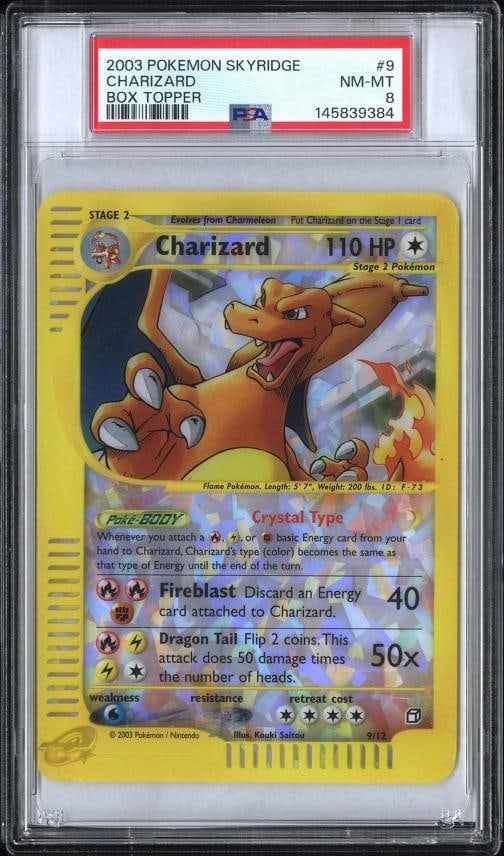 2003 POKEMON SKYRIDGE BOX TOPPER #9 CHARIZARD PSA 8: Condition: Graded - PSA 8: Professionally graded ,Graded: Yes,Set: 2003 POKEMON SKYRIDGE BOX TOPPER,Game: PokÃƒÂ©mon TCG,Character: CHARIZARD,Card Name: CHARIZARD,Grade: 8,Professi