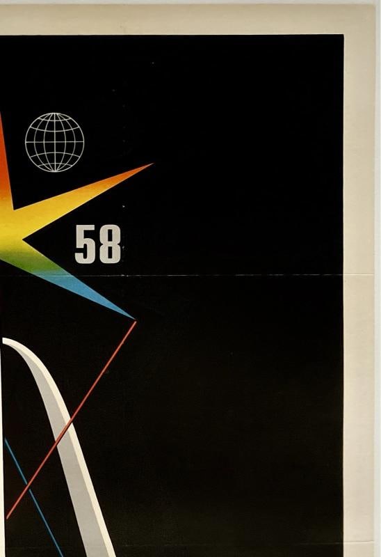 Original Vintage Poster BRUSSELS 1958 WORLD'S FAIR BELGIUM Travel Tourism LINEN - 3
