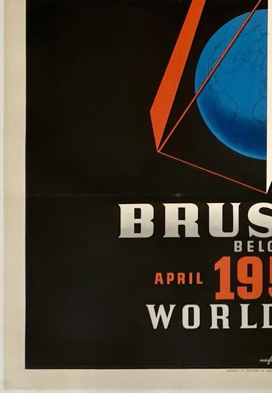 Original Vintage Poster BRUSSELS 1958 WORLD'S FAIR BELGIUM Travel Tourism LINEN - 4