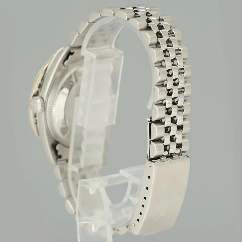 DIAMOND Bezel Rolex DateJust 36mm Silver Diamond 16200 Jubilee Steel Watch Box - 4