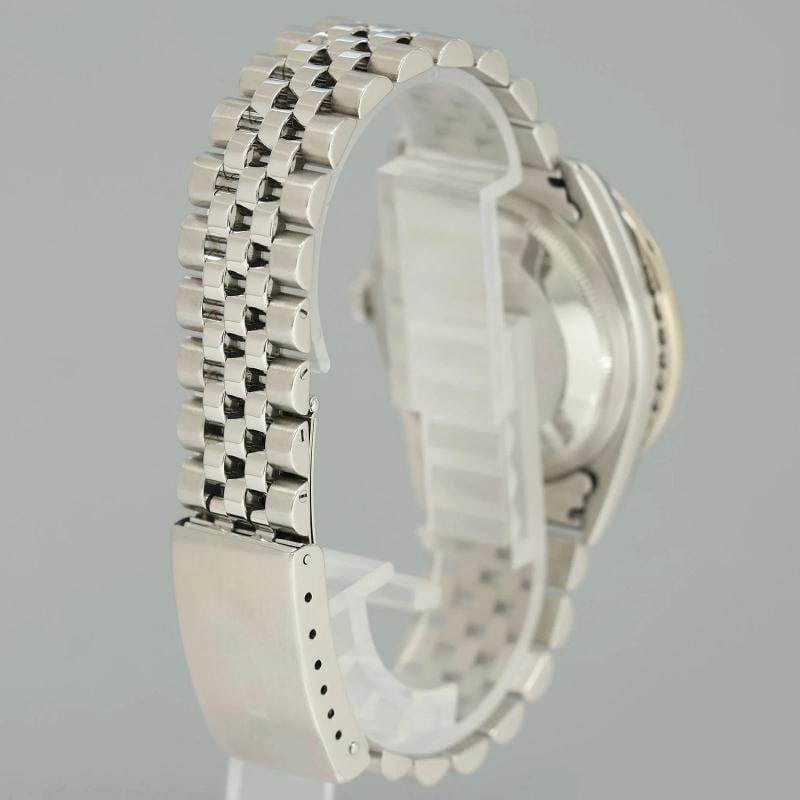 DIAMOND Bezel Rolex DateJust 36mm Silver Diamond 16200 Jubilee Steel Watch Box - 6