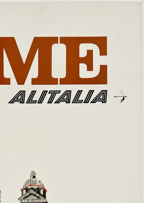 Original Vintage Poster ROME ALITALIA Airline Italy Travel Tourism LINEN - 3