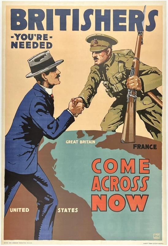 Original Vintage Poster BRITISHERS YOU'RE NEEDED WWI World War Propaganda LINEN: Condition: Used,Modified Item: No,Theme: Militaria,Original/Reproduction: Original,Conflict: WW I (1914-18),Country of Origin: United States Condition: Very Good * (linen backed; a few restored tears 