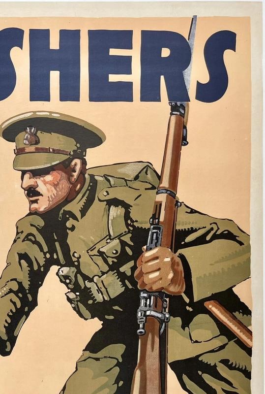 Original Vintage Poster BRITISHERS YOU'RE NEEDED WWI World War Propaganda LINEN - 3