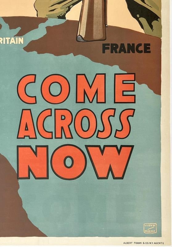 Original Vintage Poster BRITISHERS YOU'RE NEEDED WWI World War Propaganda LINEN - 5