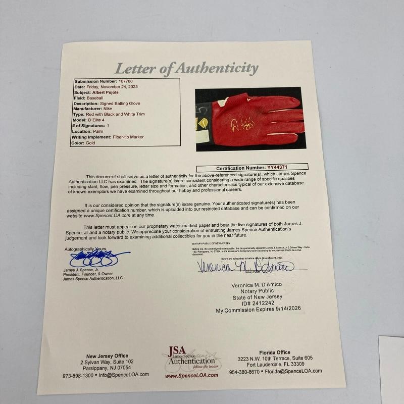 Albert Pujols Signed Game Used Batting Glove St. Louis Cardinals JSA COA - 8