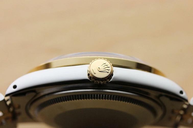 ROLEX MENS DATEJUST 16013 BLACK 18K GOLD STEEL DIAMOND BEZEL AND LUGS WATCH - 8