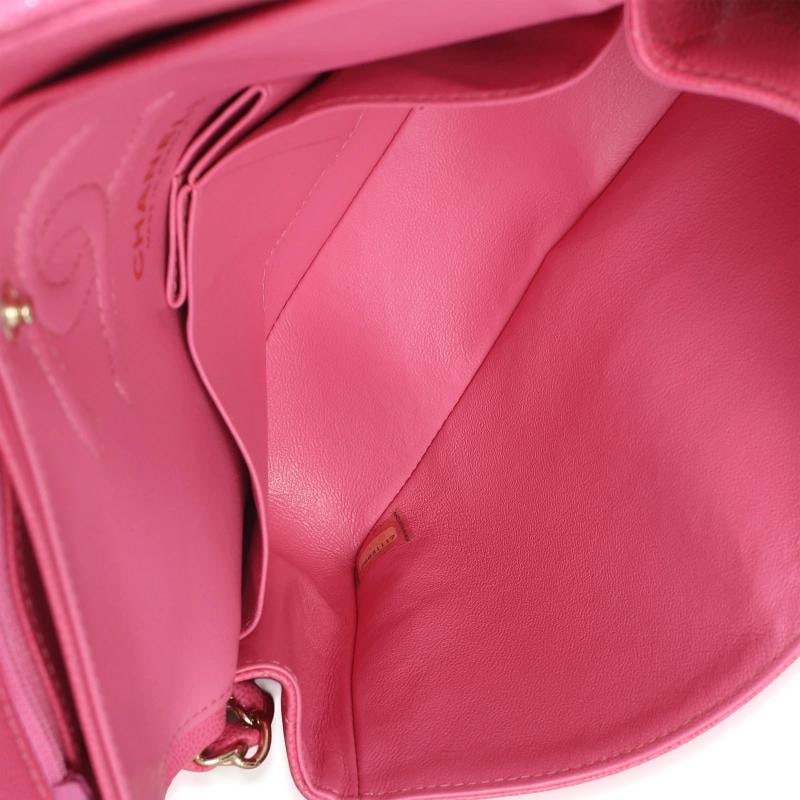 Chanel Dark Pink Quilted Caviar Small Classic Double Flap Handbag - 2