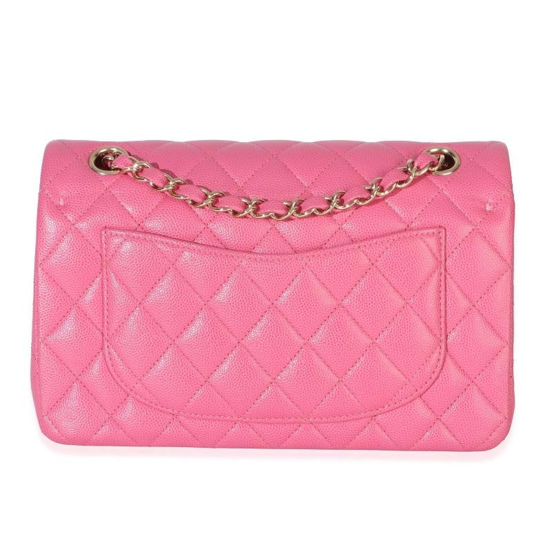 Chanel Dark Pink Quilted Caviar Small Classic Double Flap Handbag - 5