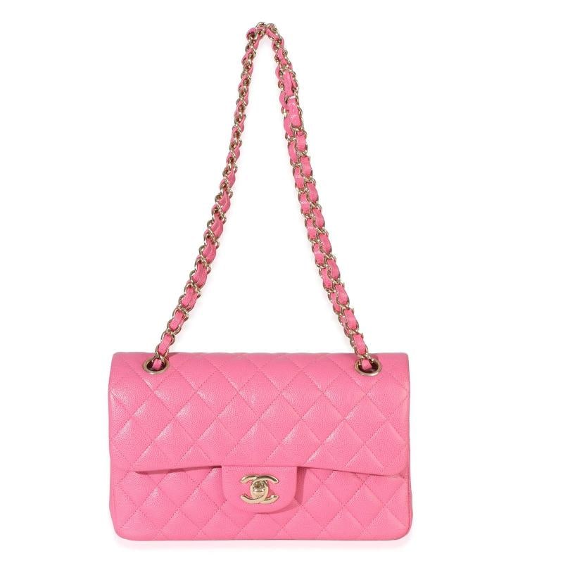 Chanel Dark Pink Quilted Caviar Small Classic Double Flap Handbag - 6