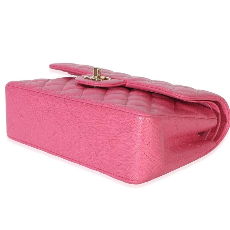 Chanel Dark Pink Quilted Caviar Small Classic Double Flap Handbag - 7
