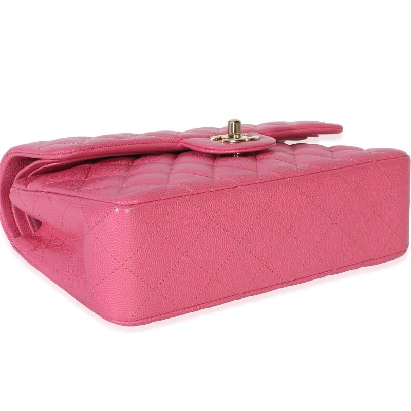 Chanel Dark Pink Quilted Caviar Small Classic Double Flap Handbag - 8