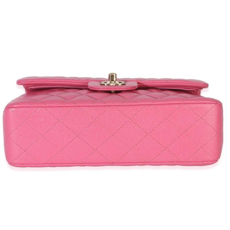 Chanel Dark Pink Quilted Caviar Small Classic Double Flap Handbag - 9