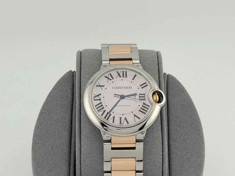 Cartier Ballon Bleu W6920033 3284 36mm Pink Mother Of Pearl Dial 18k Gold Steel - 2