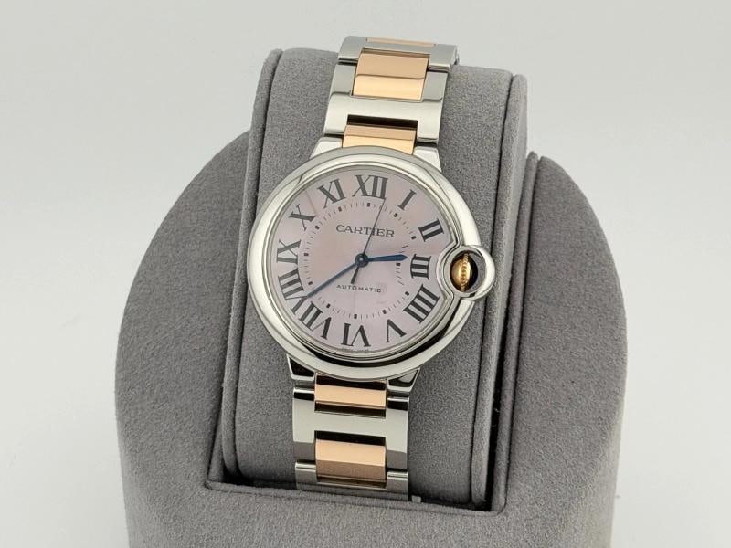 Cartier Ballon Bleu W6920033 3284 36mm Pink Mother Of Pearl Dial 18k Gold Steel - 3