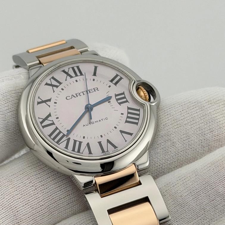 Cartier Ballon Bleu W6920033 3284 36mm Pink Mother Of Pearl Dial 18k Gold Steel - 4