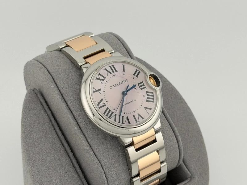 Cartier Ballon Bleu W6920033 3284 36mm Pink Mother Of Pearl Dial 18k Gold Steel - 6