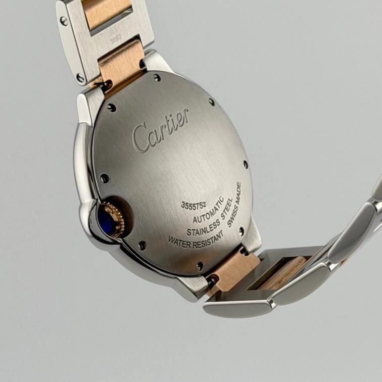 Cartier Ballon Bleu W6920033 3284 36mm Pink Mother Of Pearl Dial 18k Gold Steel - 7