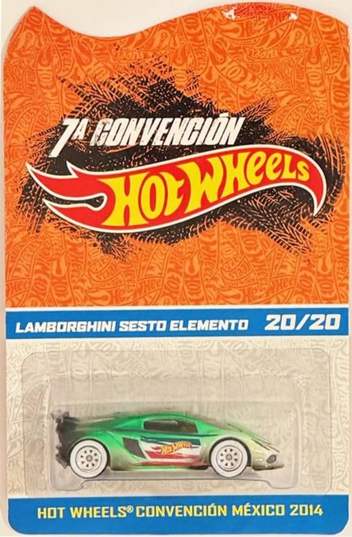 Green Lamborghini Sesto Elemento Hot Wheels 2014 Mexico Convention 20/20 - 2