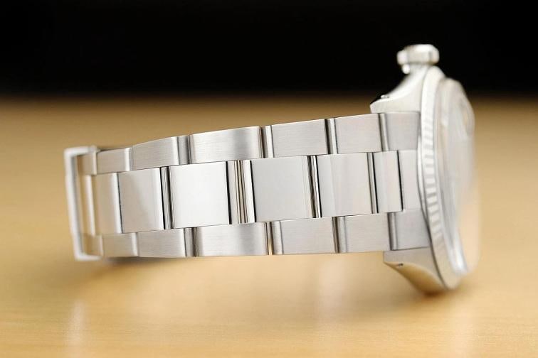 ROLEX MENS DATEJUST 1601 18K WHITE GOLD STAINLESS STEEL AQUA BLUE OYSTER WATCH - 8