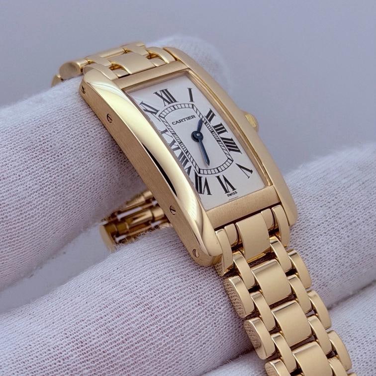 Cartier Tank Americaine 1710 W26015K2 19mm x 35mm Silver Dial 18k Yellow Gold - 8