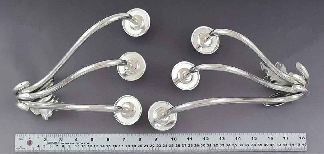 c1930s-1960s Elegant Pair Italian .800 Silver 3 Light Flower Form Candelabra - 6