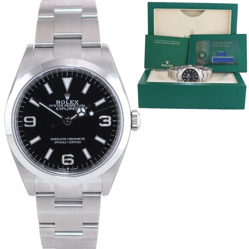 2022 NEW PAPERS Rolex Explorer Black Oyster Steel 36mm 124270 Watch Box and Papers: Condition: Pre-owned - Excellent,Brand: Rolex,Department: Men,Type: Wristwatch,Country of Origin: Switzerland