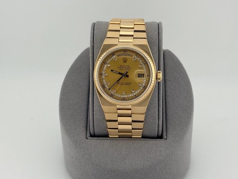 Rolex Day Date Oysterquartz 19018 Factory String Diamond Dial 18K Yellow Gold - 2