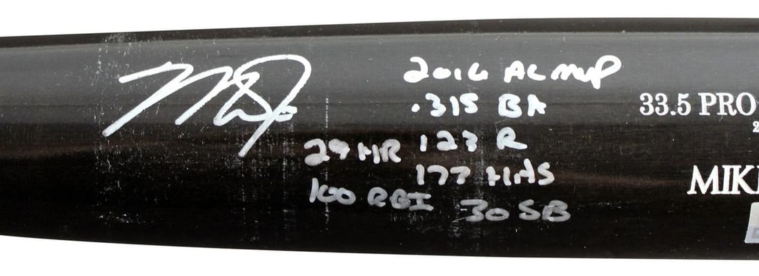 Mike Trout "2016 Stat" Signed Game Ready Old Hickory Pro Maple MT27* 1/1 Bat BAS - 4