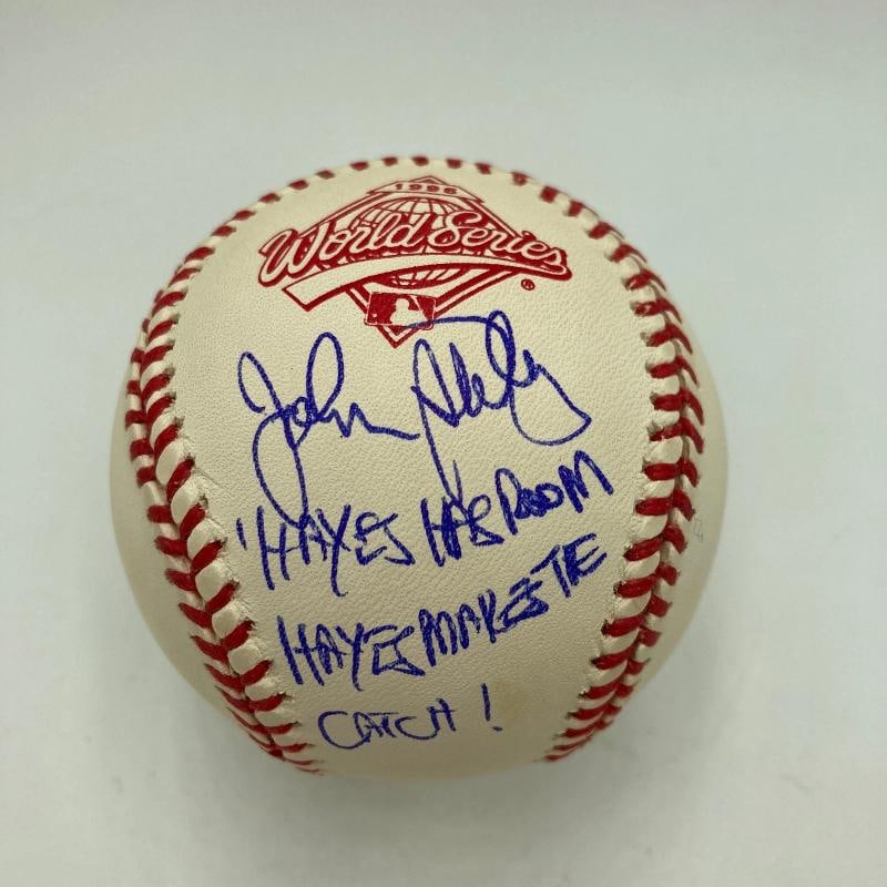 John Sterling "Hayes Makes The Catch!" Signed 1996 World Series Baseball JSA COA: Sport: Baseball,Player: John Sterling,Signed: Yes,Autograph Authentication: James Spence (JSA),Original/Reprint: Original,Product: Ball,Team: New York Yankees,Country of Origin: United States