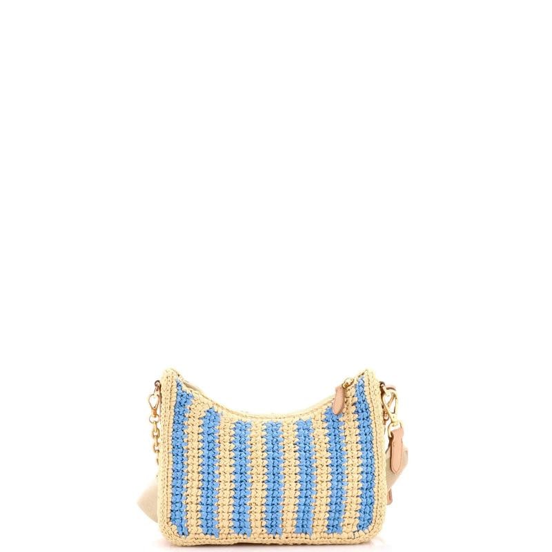 Prada Re-Edition 2005 Shoulder Bag Striped Raffia Small - 3