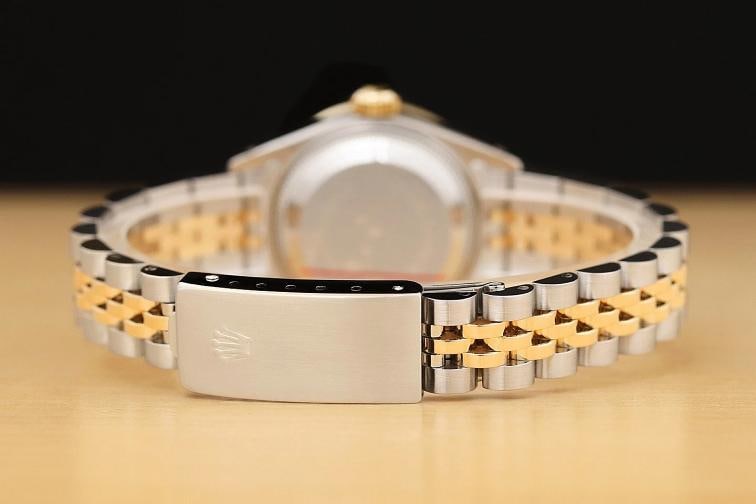 ROLEX LADIES DATEJUST 69173 PINK DIAL 18K YELLOW GOLD DIAMOND RUBY STEEL WATCH - 6
