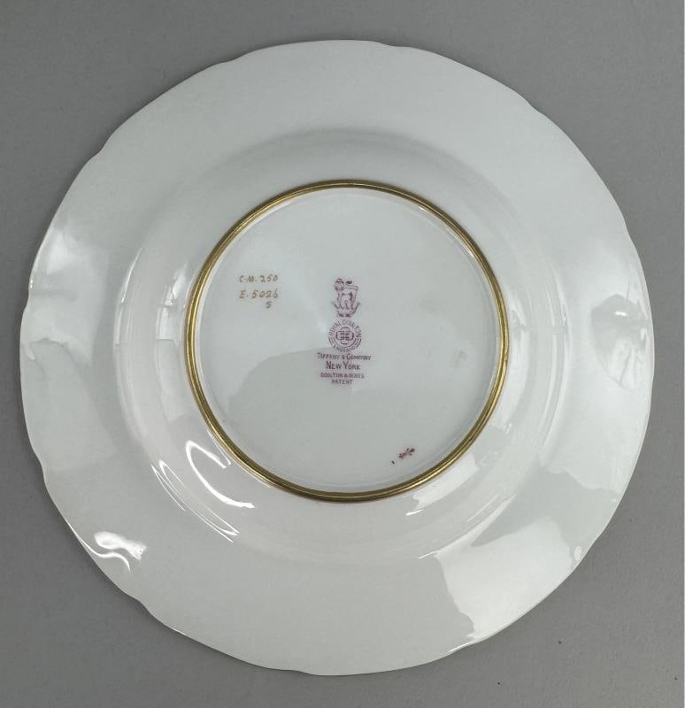 Set 12 c1920s Royal Doulton Noke's Tiffany Co Raised Gilt Rim 9.5" Soup Bowls - 5