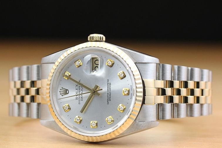 ROLEX MENS DATEJUST 16233 2-TONE 18K GOLD STAINLESS STEEL QUICKSET WATCH - 3