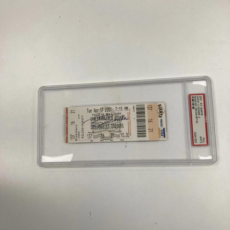 Barry Bonds Signed 500 Home Run April 17, 2001 Full Ticket PSA 9 MINT: Sport: Baseball,Player: Barry Bonds,Signed: Yes,Original/Reprint: Original,Autograph Authentication: Professional Sports Authenticator (PSA),Product: Ball,Country of Origin: United States