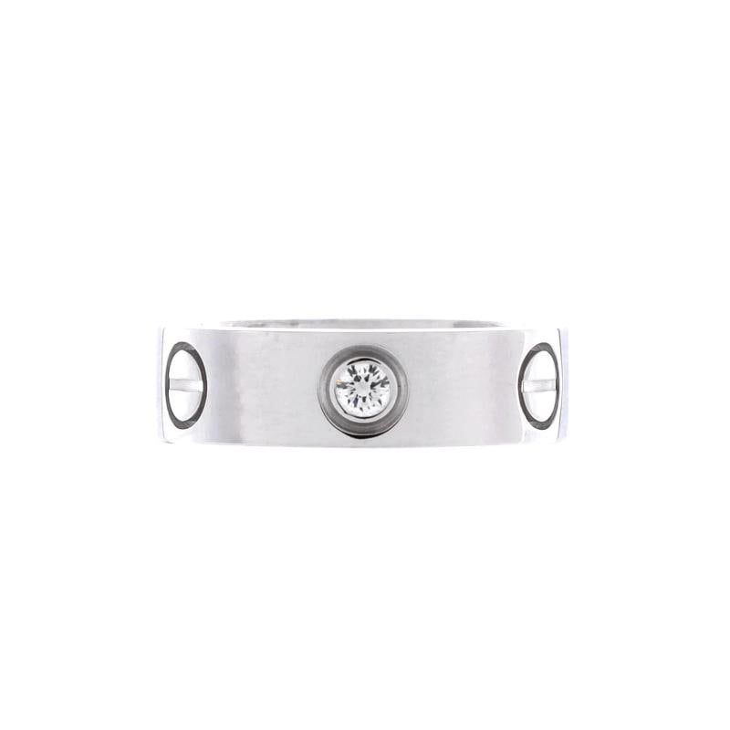 Cartier Love 3 Diamonds Band Ring 18K White Gold with Diamond: Condition: Pre-owned - Good,Brand: Cartier,Main Stone: Diamond,Metal: 18K White Gold,Metal Purity: 18K,Ring Size: 5.25 - 50,Type: Ring,Color: White Gold,Style: 18K White Gold With Diamond,Material: 18