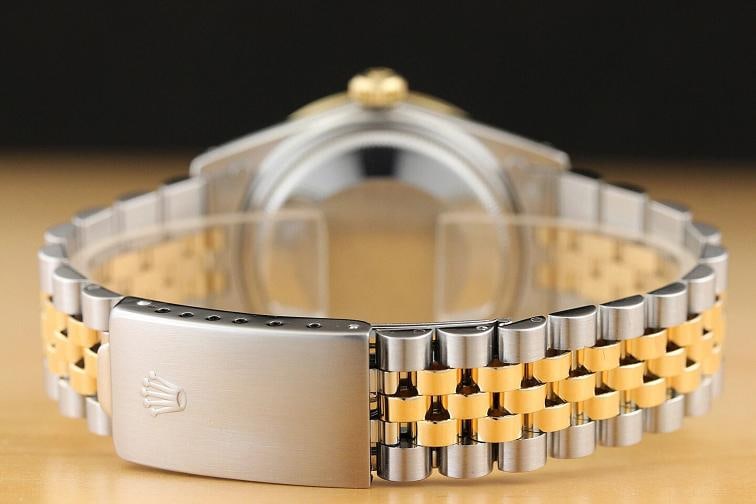 ROLEX MENS DATEJUST 16013 2-TONE 18K YELLOW GOLD DIAMOND QUICKSET JUBILEE WATCH - 6